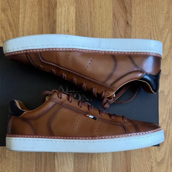 Allen Edmonds Alpha Men's Brown Leather Sneakers - Picture 3 of 7
